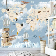 MinimalisticDecor.com-Explorers' World Map Peel and Stick Wallpaper