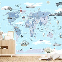 MinimalisticDecor.com-Exploring Animal Kingdom World Map Wallpaper