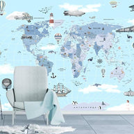 MinimalisticDecor.com-Exploring Animal Kingdom World Map Wallpaper