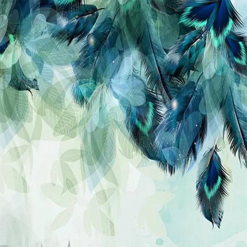 MinimalisticDecor.com-Falling Green Leaf Wallpaper Murals: Transform Your Space