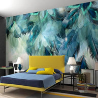 MinimalisticDecor.com-Falling Green Leaf Wallpaper Murals: Transform Your Space