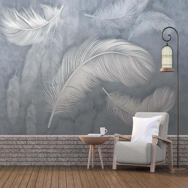 MinimalisticDecor.com-Feather Wallpaper for Home Wall Decor