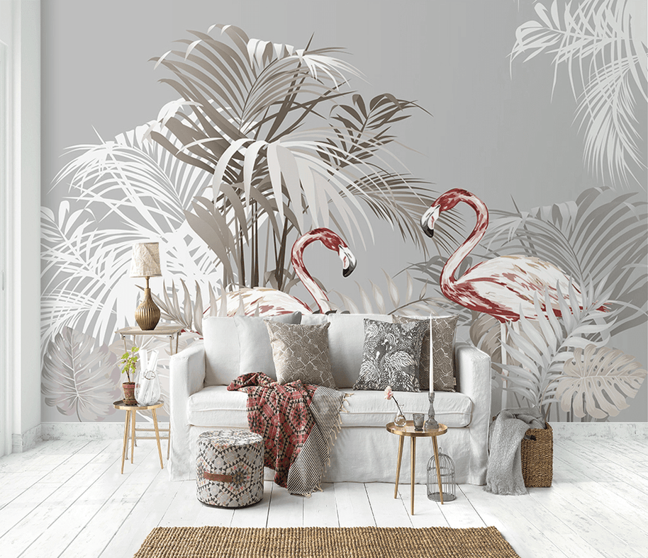 MinimalisticDecor.com-Flamingo Theme Wallpaper Murals