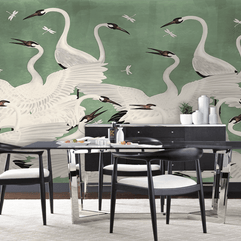 MinimalisticDecor.com-Flamingo Wallpaper Mural - Vibrant and Eye-Catching Design