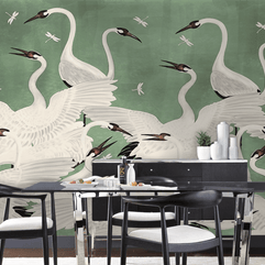 MinimalisticDecor.com-Flamingo Wallpaper Mural - Vibrant and Eye-Catching Design