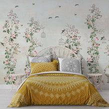 MinimalisticDecor.com-Floral Birds Wallpaper Mural: Stunning Wall Décor