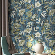 MinimalisticDecor.com-Floral Blue Paradise Wallpaper Mural