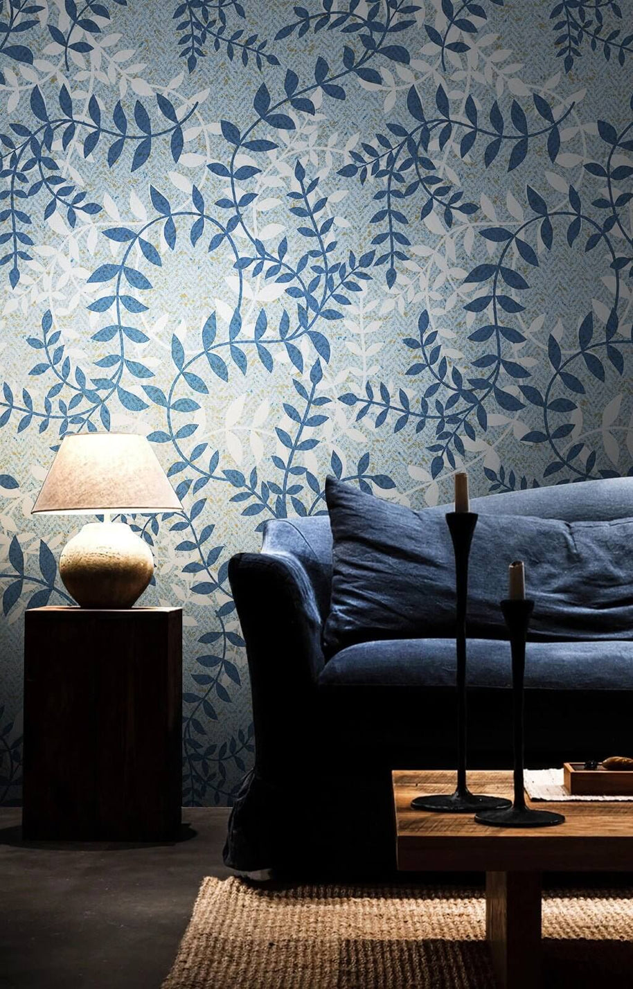 MinimalisticDecor.com-Floral Blue Vales Wallpaper Mural