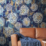 MinimalisticDecor.com-Floral Blues Wallpaper Mural