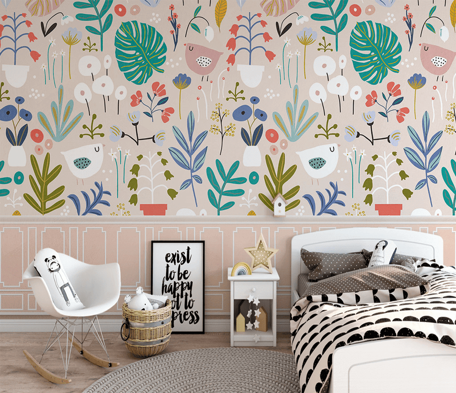 MinimalisticDecor.com-Floral Leaves Wallpaper Murals - Transform your walls