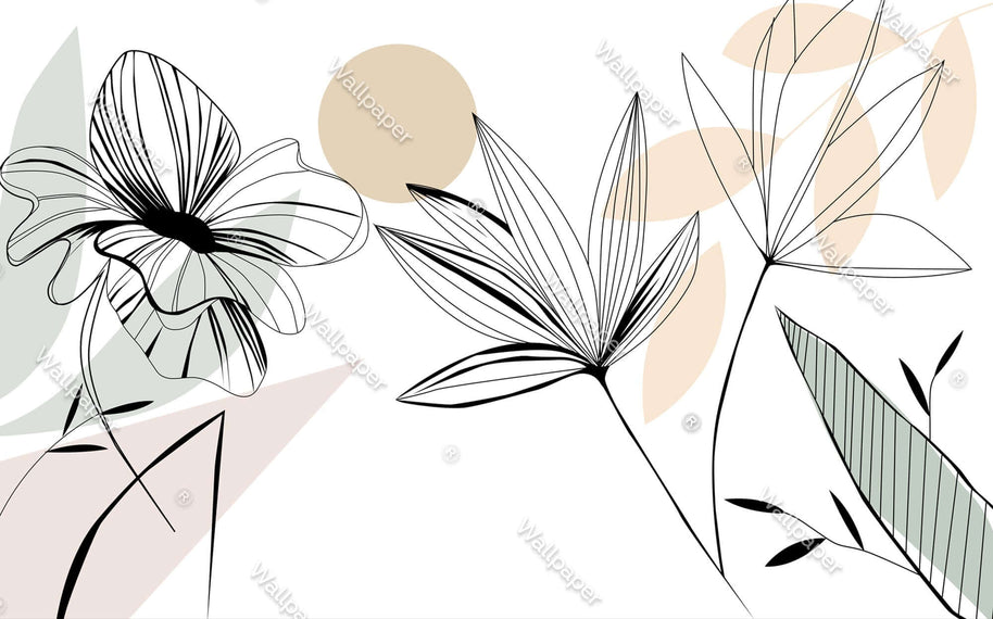 MinimalisticDecor.com-Floral Lines Wallpaper Mural - Enhance your Space