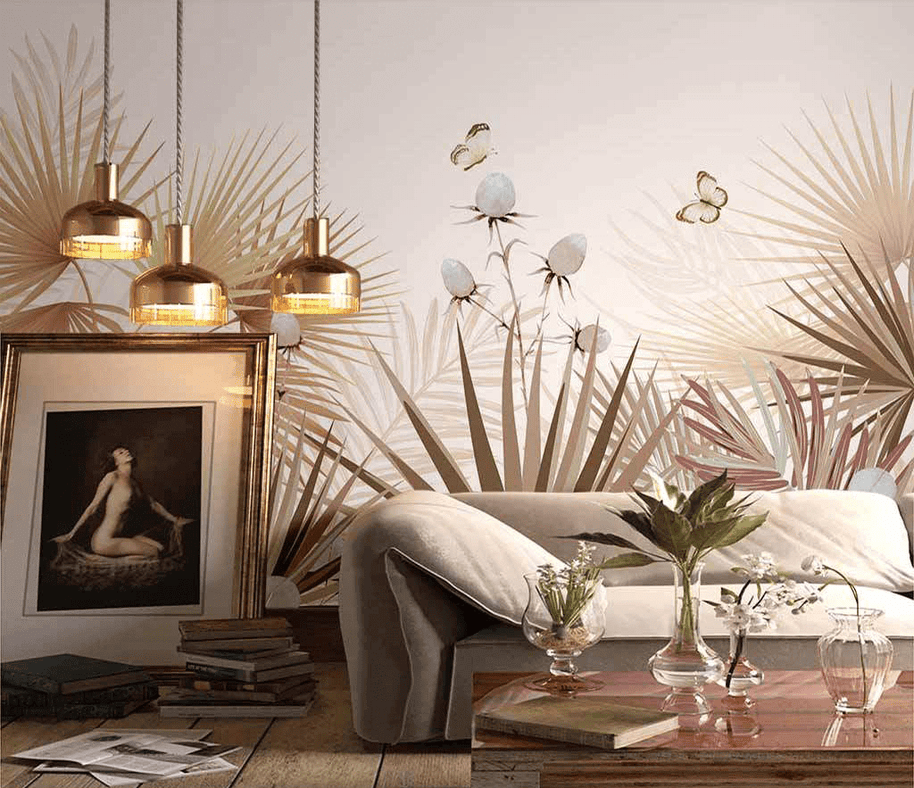 MinimalisticDecor.com-Floral Plants Elegant Theme – Tropical Wallpaper Murals
