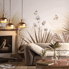 MinimalisticDecor.com-Floral Plants Elegant Theme – Tropical Wallpaper Murals