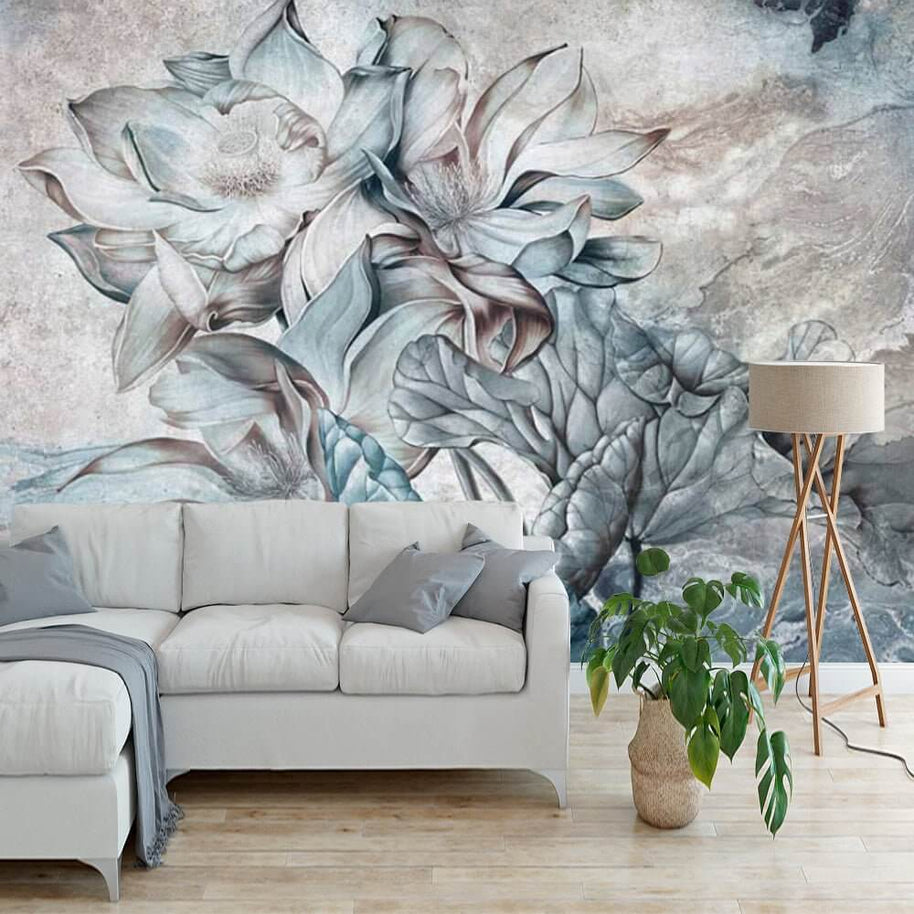MinimalisticDecor.com-Floral Wallpaper Mural - Tropical Retro Theme