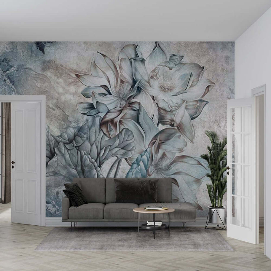 MinimalisticDecor.com-Floral Wallpaper Mural - Tropical Retro Theme