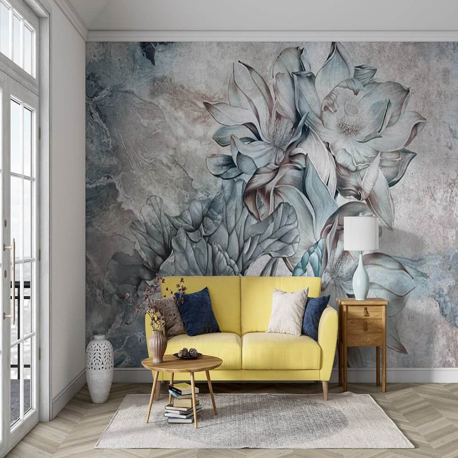 MinimalisticDecor.com-Floral Wallpaper Mural - Tropical Retro Theme