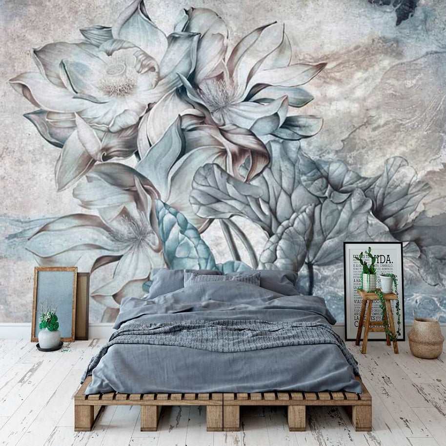 MinimalisticDecor.com-Floral Wallpaper Mural - Tropical Retro Theme