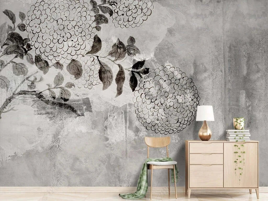 MinimalisticDecor.com-Flowers Rush Sketch Wallpaper Mural
