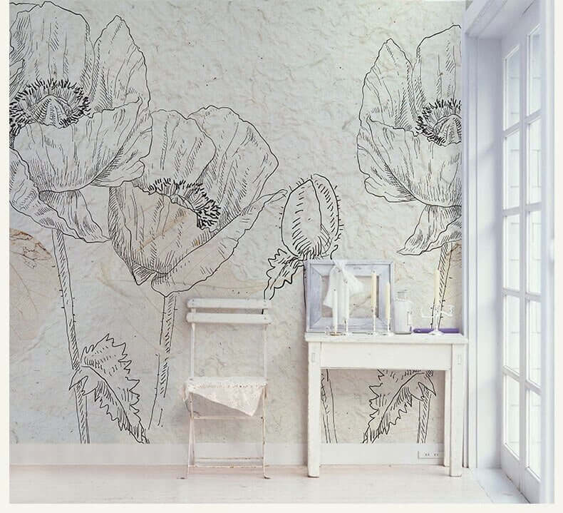 MinimalisticDecor.com-Flowers Wallpaper Mural: Vibrant Floral Designs for Walls