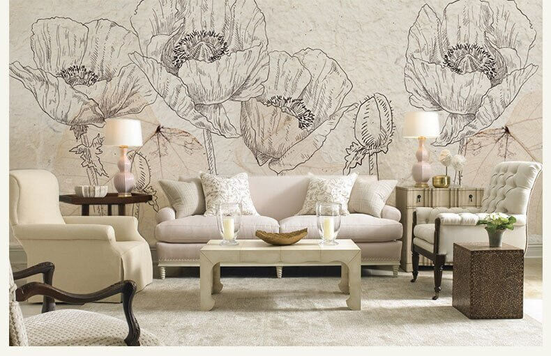 MinimalisticDecor.com-Flowers Wallpaper Mural: Vibrant Floral Designs for Walls