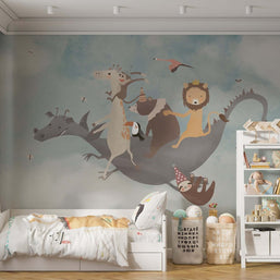 MinimalisticDecor.com-Fly Away Dino - Kids Room Wallpaper Mural