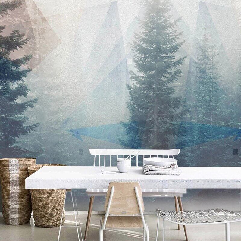 MinimalisticDecor.com-Foggy Forest Natural Scenery Wallpaper for Home Wall Decor