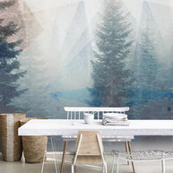 MinimalisticDecor.com-Foggy Forest Natural Scenery Wallpaper for Home Wall Decor