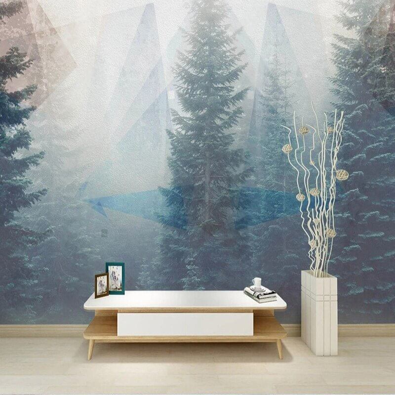 MinimalisticDecor.com-Foggy Forest Natural Scenery Wallpaper for Home Wall Decor