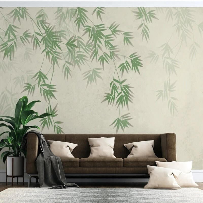 MinimalisticDecor.com-Foggy Green Leaf Wallpaper for Home Wall Decor