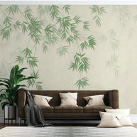 MinimalisticDecor.com-Foggy Green Leaf Wallpaper for Home Wall Decor