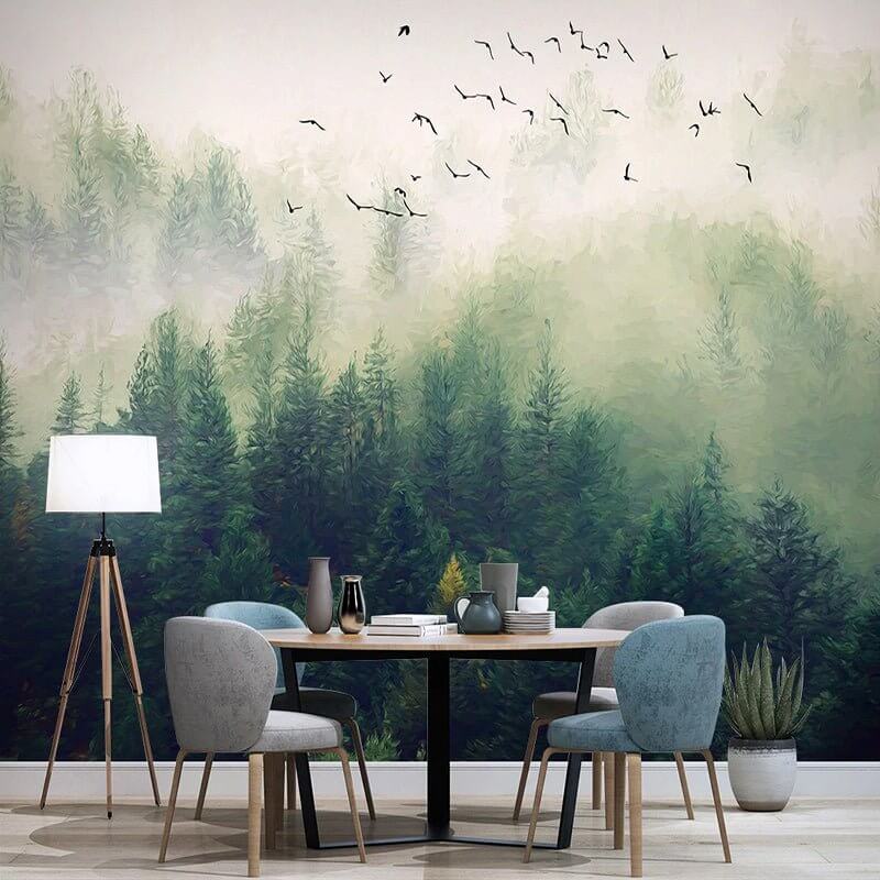 MinimalisticDecor.com-Forest Birds Wallpaper: Stunning Nature Design