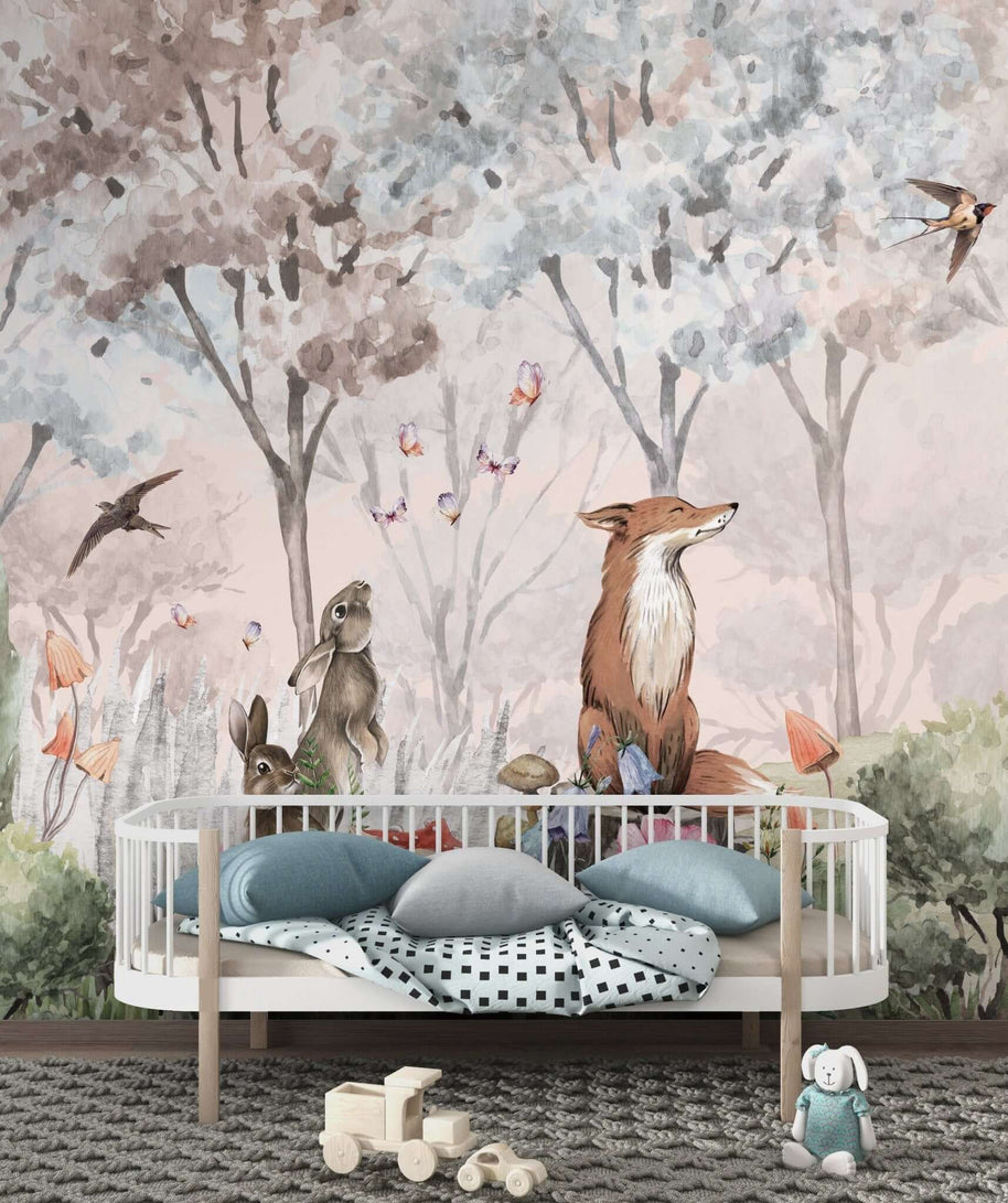 MinimalisticDecor.com-Fox in Woods Wallpaper Mural - Stunning Nature Design