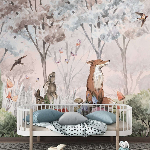 MinimalisticDecor.com-Fox in Woods Wallpaper Mural - Stunning Nature Design