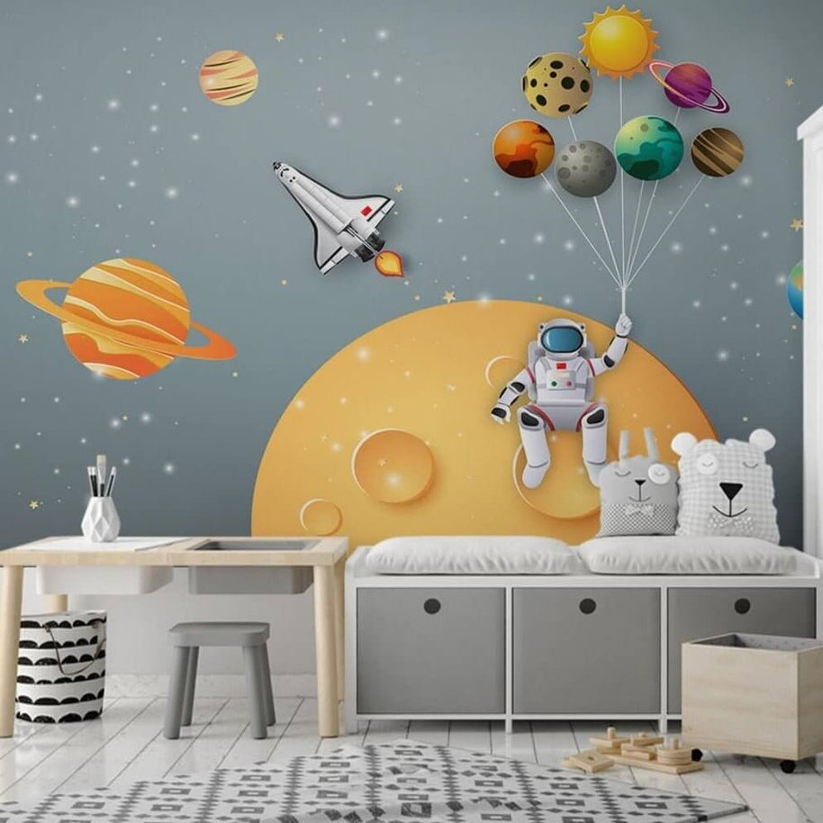 MinimalisticDecor.com-Galactic Dreams Kids Room Astronaut Wallpaper