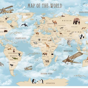 MinimalisticDecor.com-GeoExplorers: Interactive Blue Theme World Map Wallpaper for Kids