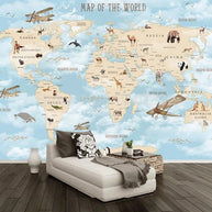 MinimalisticDecor.com-GeoExplorers: Interactive Blue Theme World Map Wallpaper for Kids
