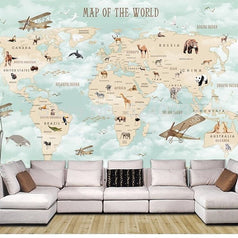 MinimalisticDecor.com-GeoExplorers: Interactive Green Theme World Map Wallpaper for Kids