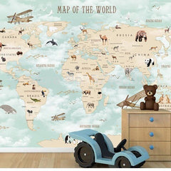 MinimalisticDecor.com-GeoExplorers: Interactive Green Theme World Map Wallpaper for Kids