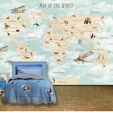 MinimalisticDecor.com-GeoExplorers: Interactive Green Theme World Map Wallpaper for Kids