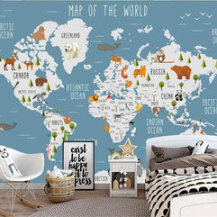 MinimalisticDecor.com-GeoExplorers: Interactive Sea Theme World Map Wallpaper for Kids