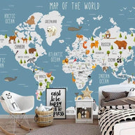 MinimalisticDecor.com-GeoExplorers: Interactive Sea Theme World Map Wallpaper for Kids