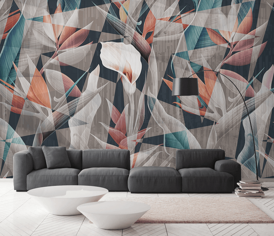 MinimalisticDecor.com-Geometric Floral Wallpaper Murals: Perfect for Modern Décor