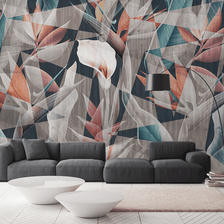 MinimalisticDecor.com-Geometric Floral Wallpaper Murals: Perfect for Modern Décor