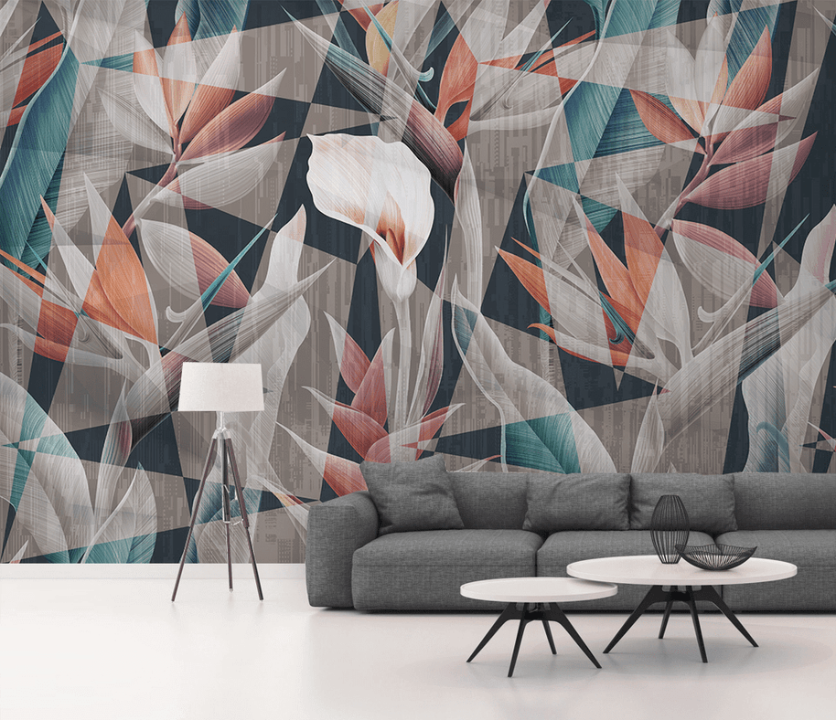 MinimalisticDecor.com-Geometric Floral Wallpaper Murals: Perfect for Modern Décor