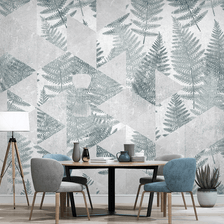 MinimalisticDecor.com-Geometric Green Leaf Pattern Wallpaper Murals
