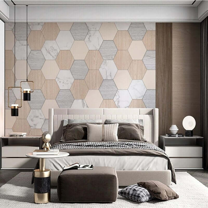 MinimalisticDecor.com-Geometric Hexagon Wallpaper for Home Wall Decor