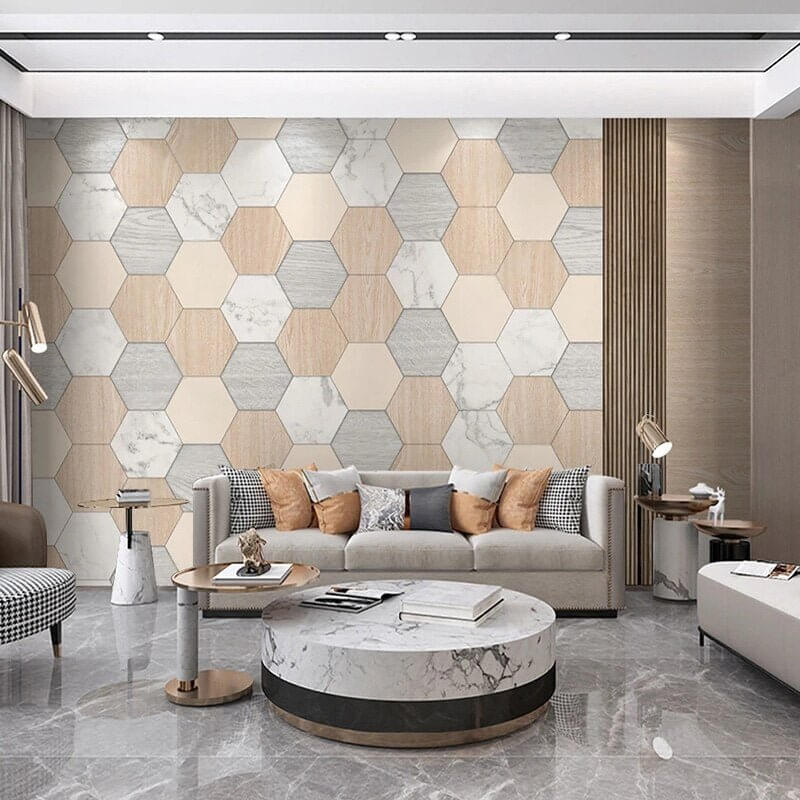 MinimalisticDecor.com-Geometric Hexagon Wallpaper for Home Wall Decor