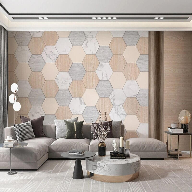 MinimalisticDecor.com-Geometric Hexagon Wallpaper for Home Wall Decor