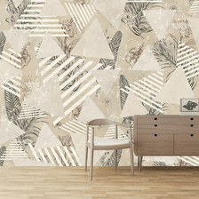 MinimalisticDecor.com-Geometric Leaf Pattern Wallpaper Murals for Wall Decor