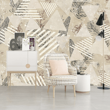 MinimalisticDecor.com-Geometric Leaf Pattern Wallpaper Murals for Wall Decor